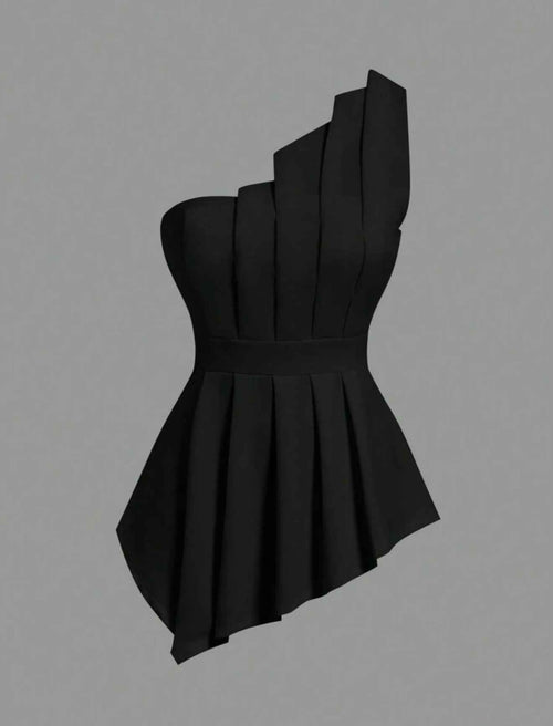Asymmetric Scalloped Hem Elegant Top