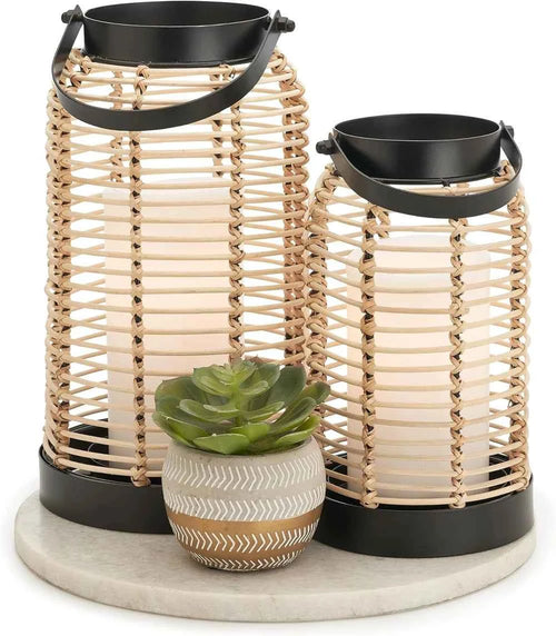 Boho Decorative Lantern Set – 4-Piece Candle Holders