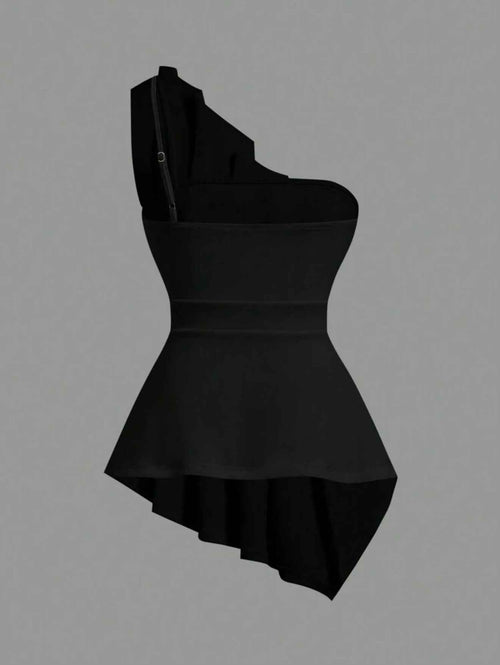 Asymmetric Scalloped Hem Elegant Top