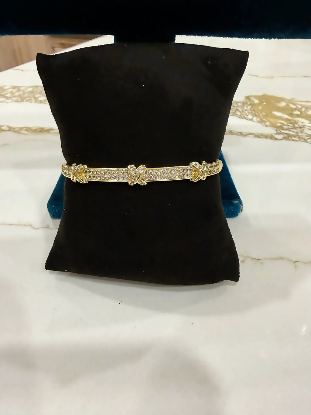 18K Gold Plated X Bangle