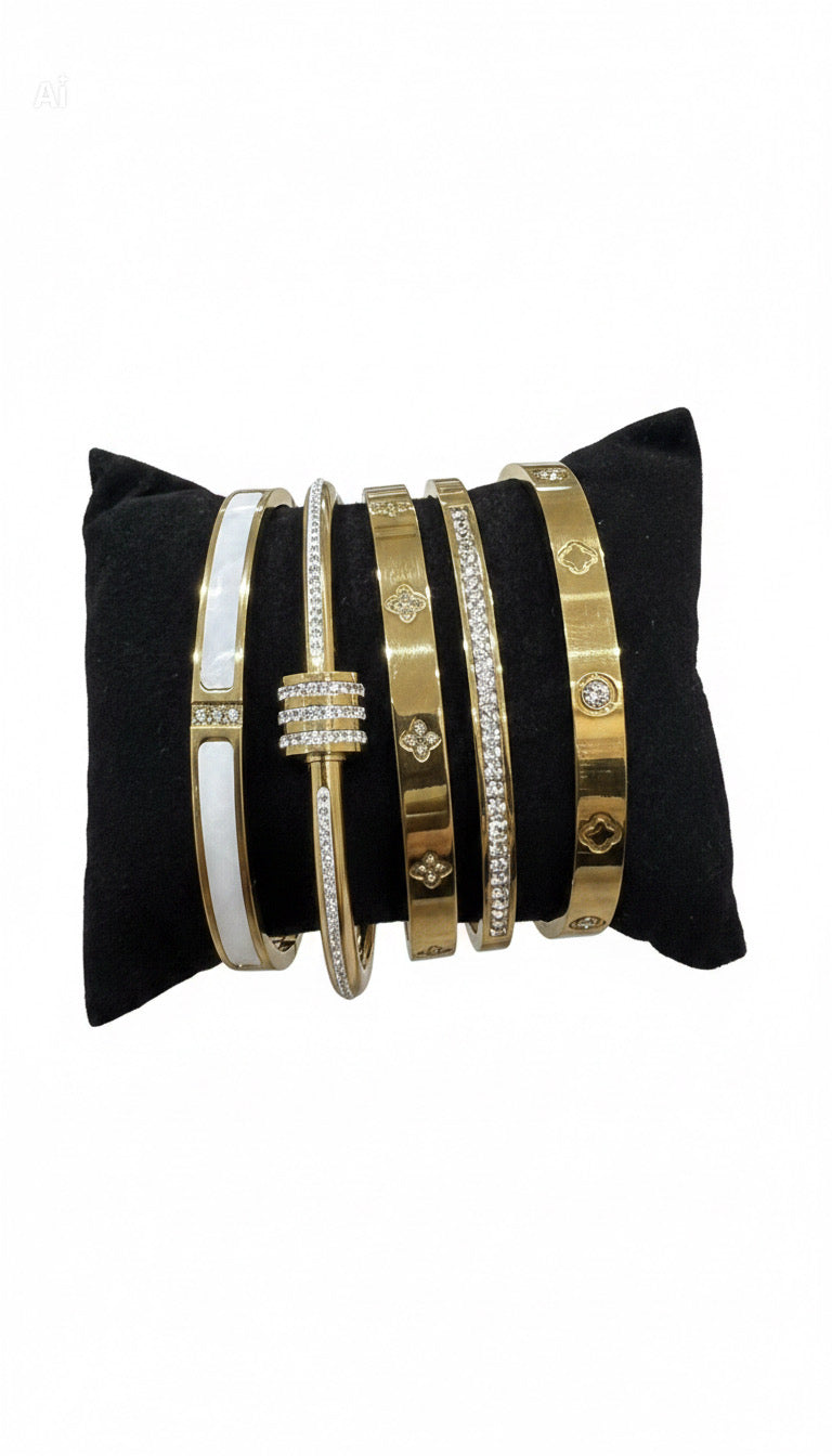 5pc Flower Bangle Set