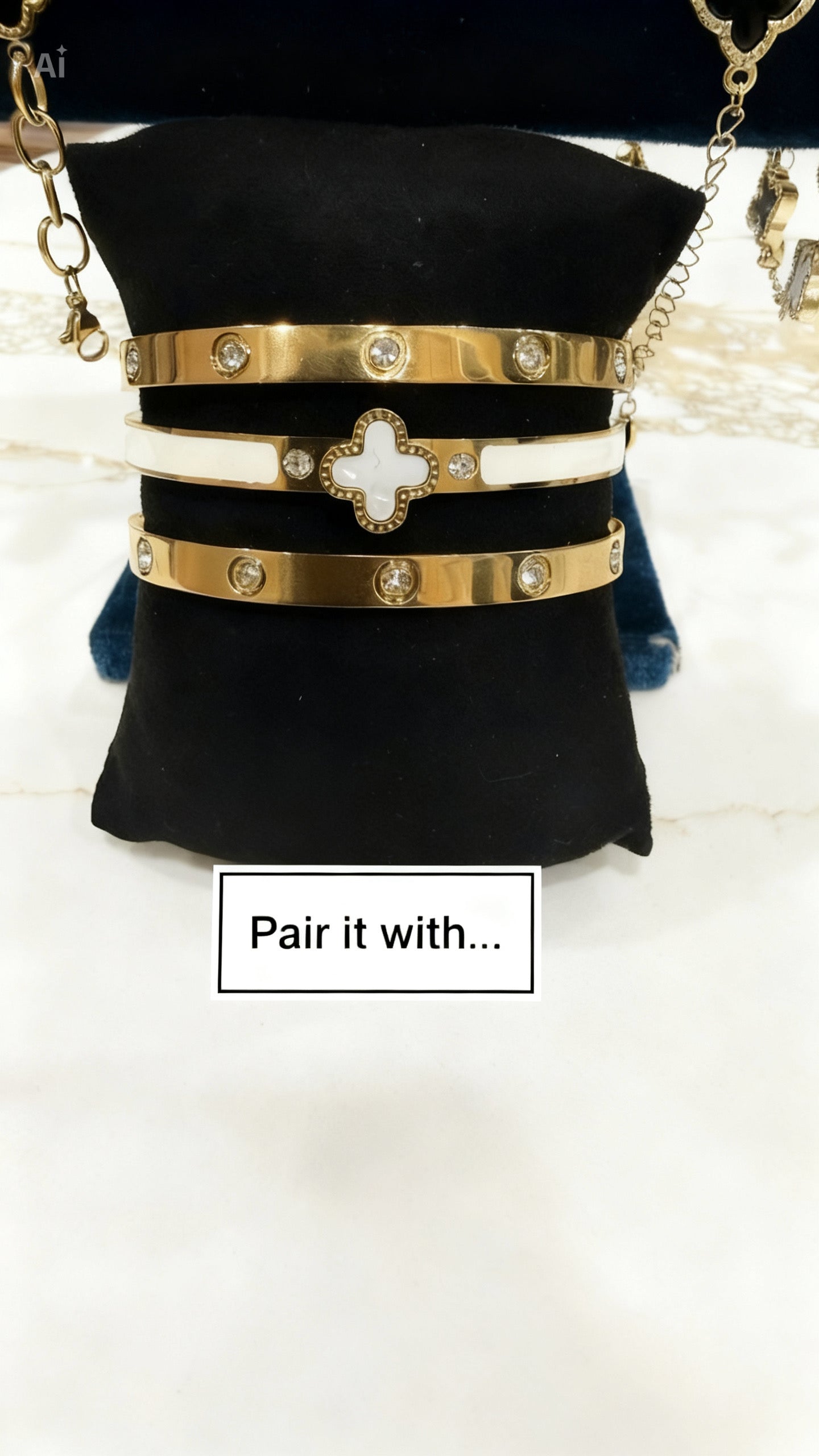 18K Gold Plated Clover Bangle