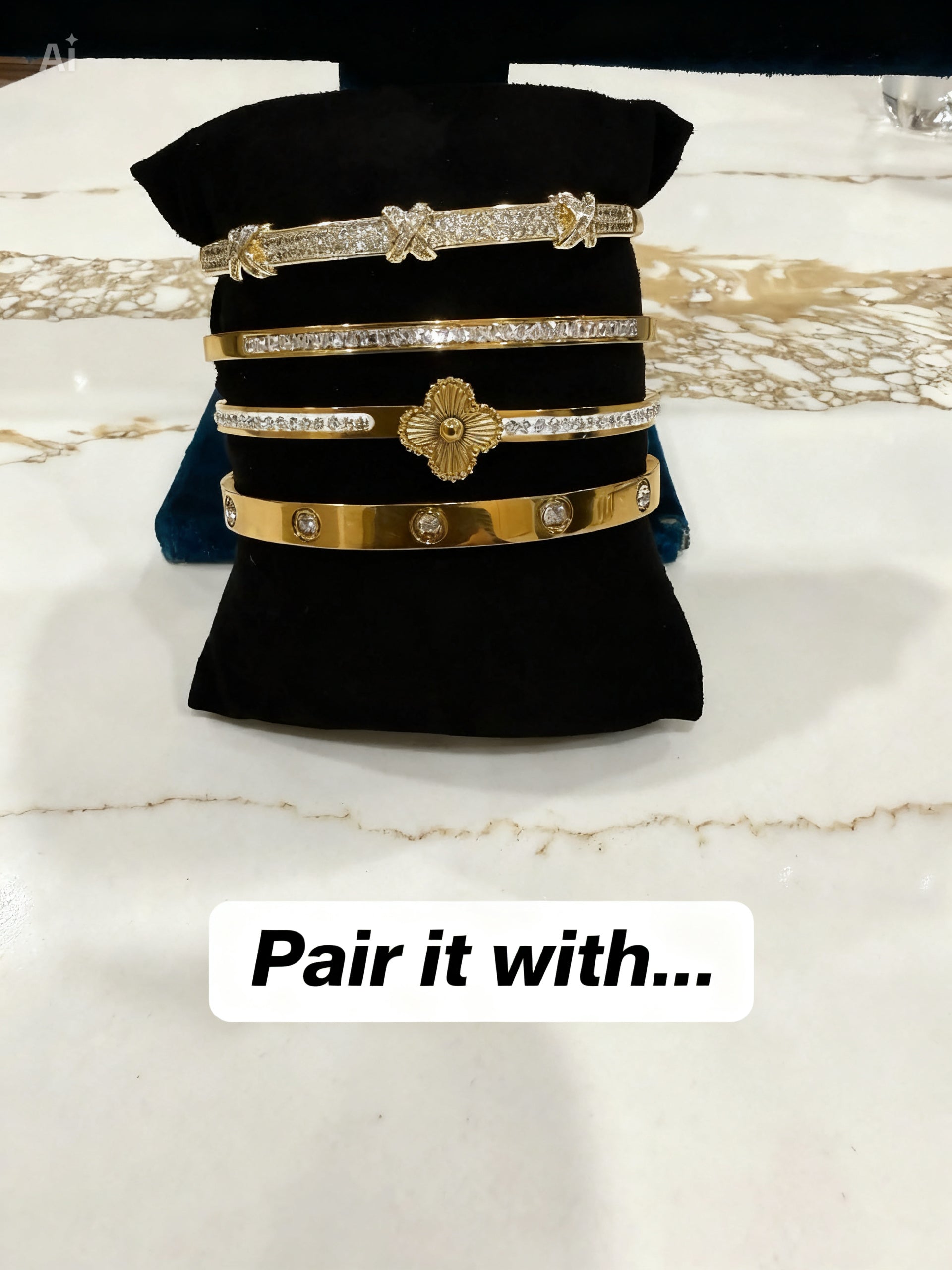 Clover with Diamond Bangle