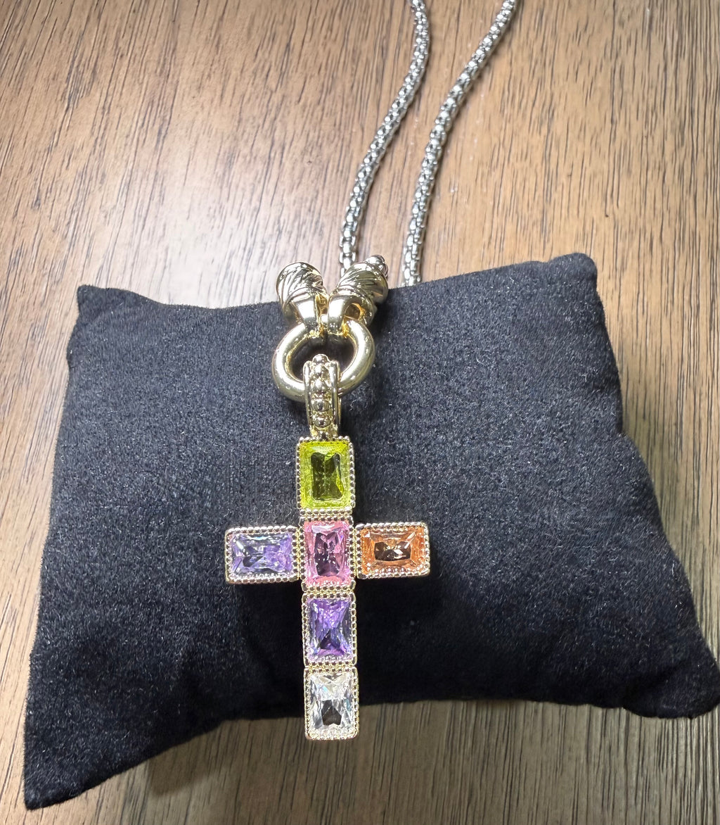 Multi-Color Cross Necklace