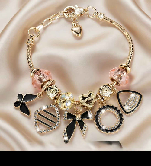 Black Bow Charm Bracelet — Cute Bow Charm Bracelet for Women & Girls