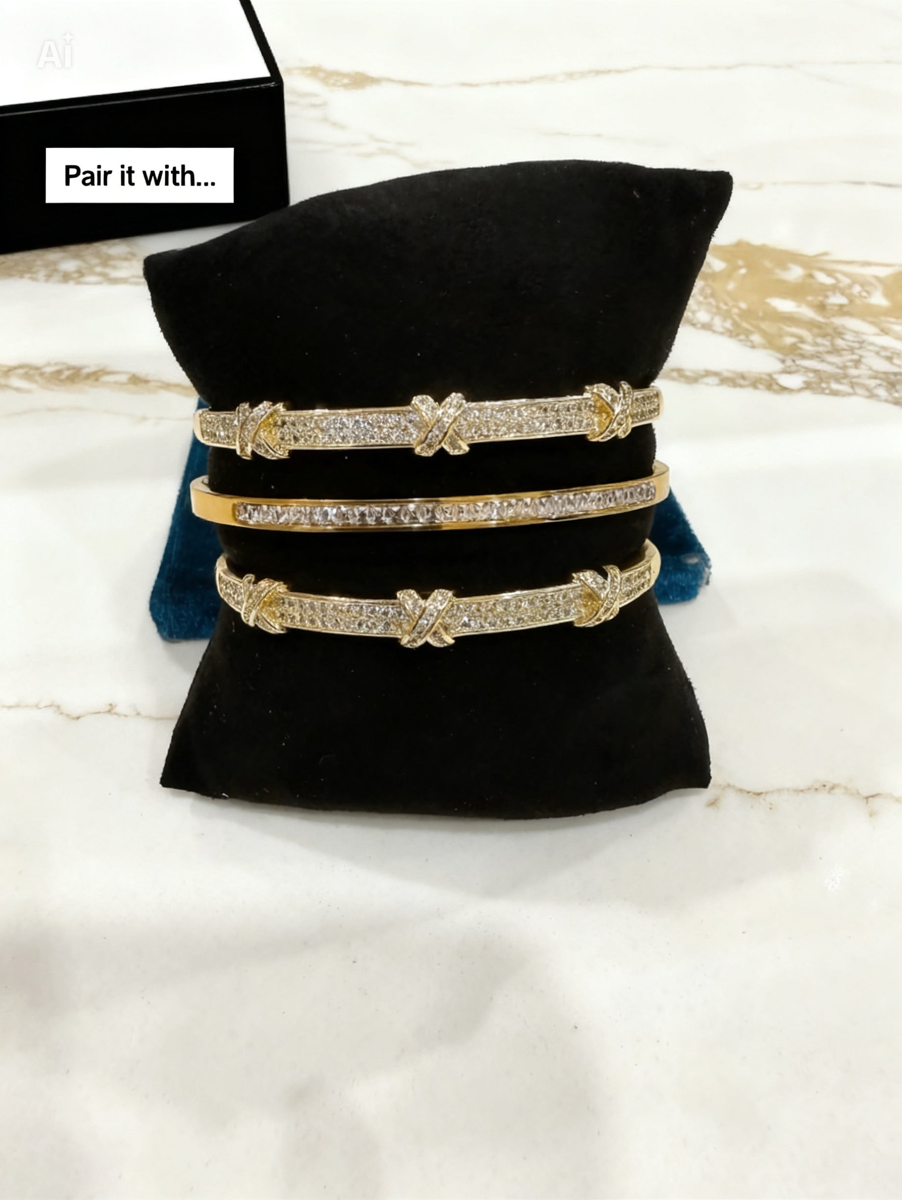 18K Gold Plated X Bangle