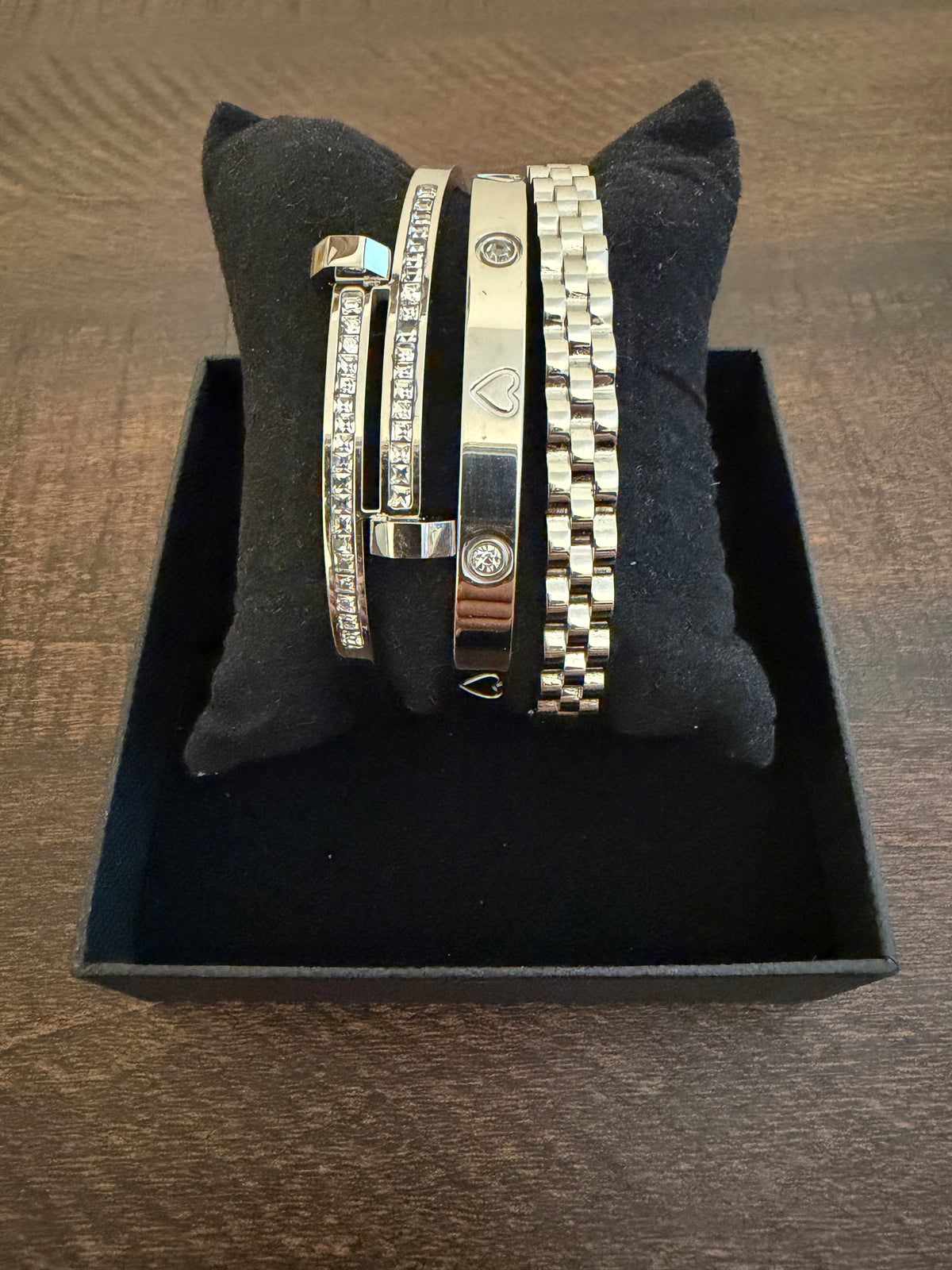 Silver-Tone Stacking Bangle Set