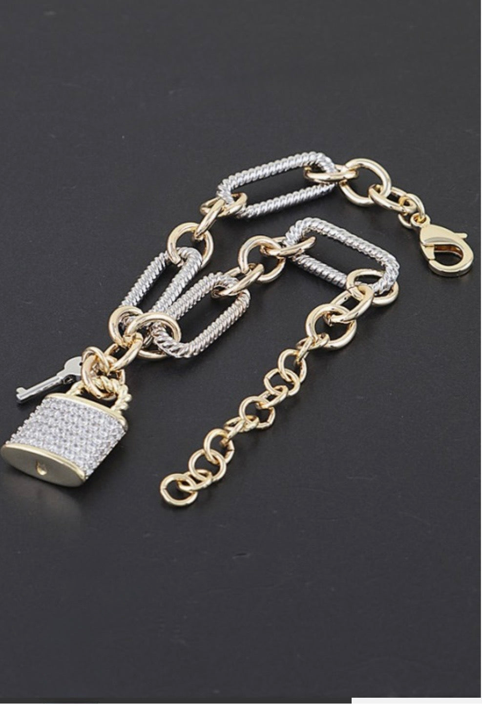 2 Toned Lock Chain Bracelet