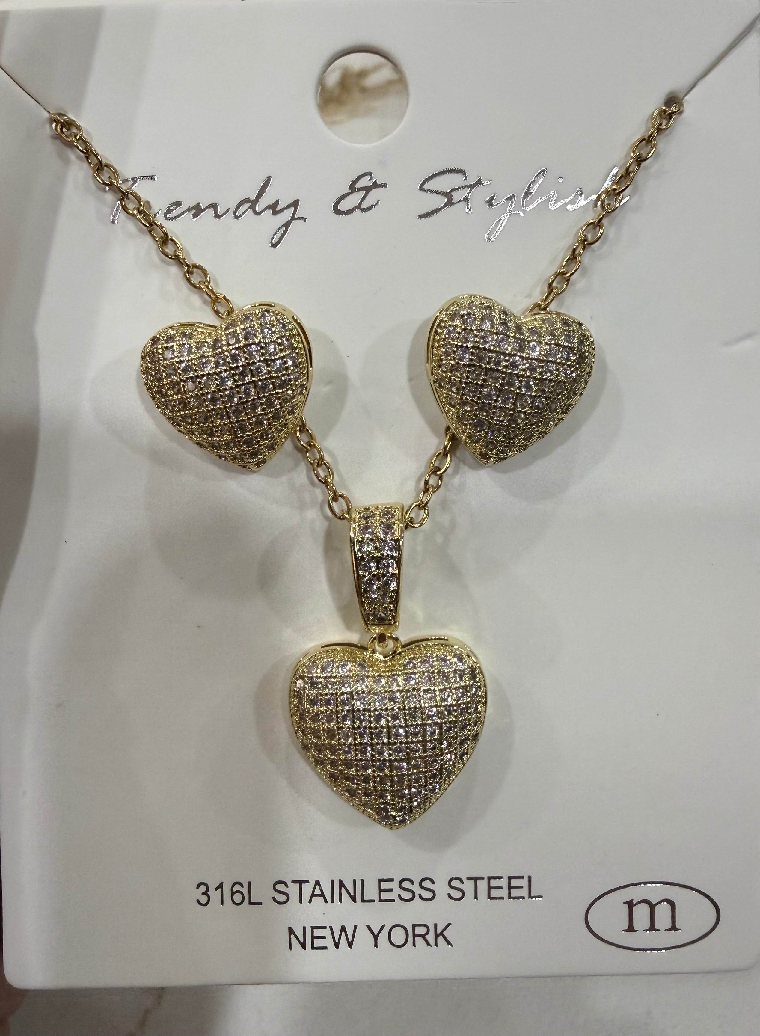 Heart Necklace & Earrings