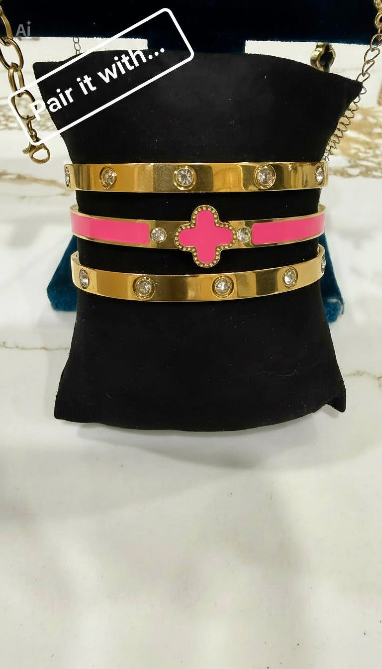 18K Gold Plated Clover Bangle