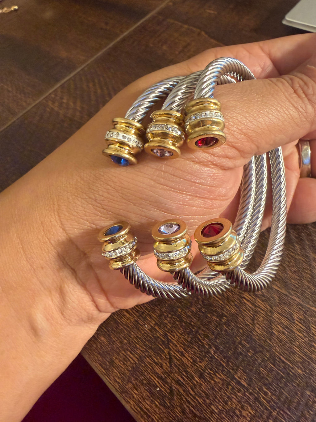 Two-Tone Cable Cuff Bracelet