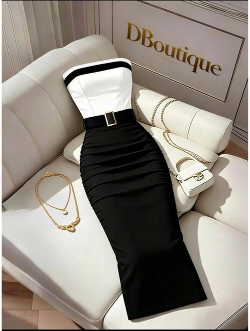 black and white bodycon dress
