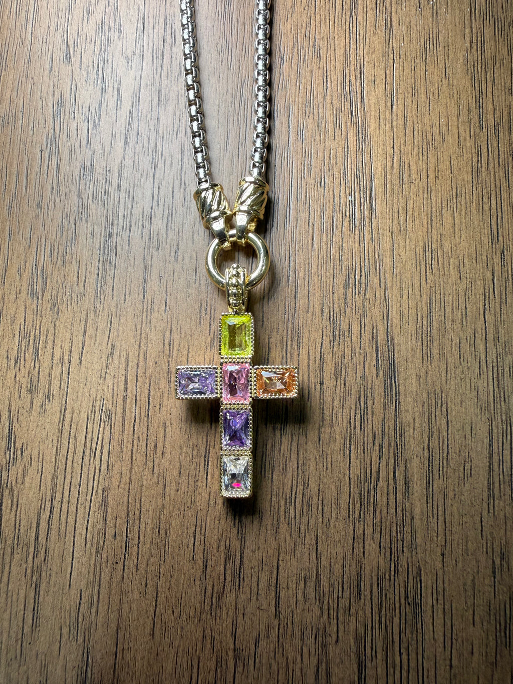 Multi-Color Cross Necklace