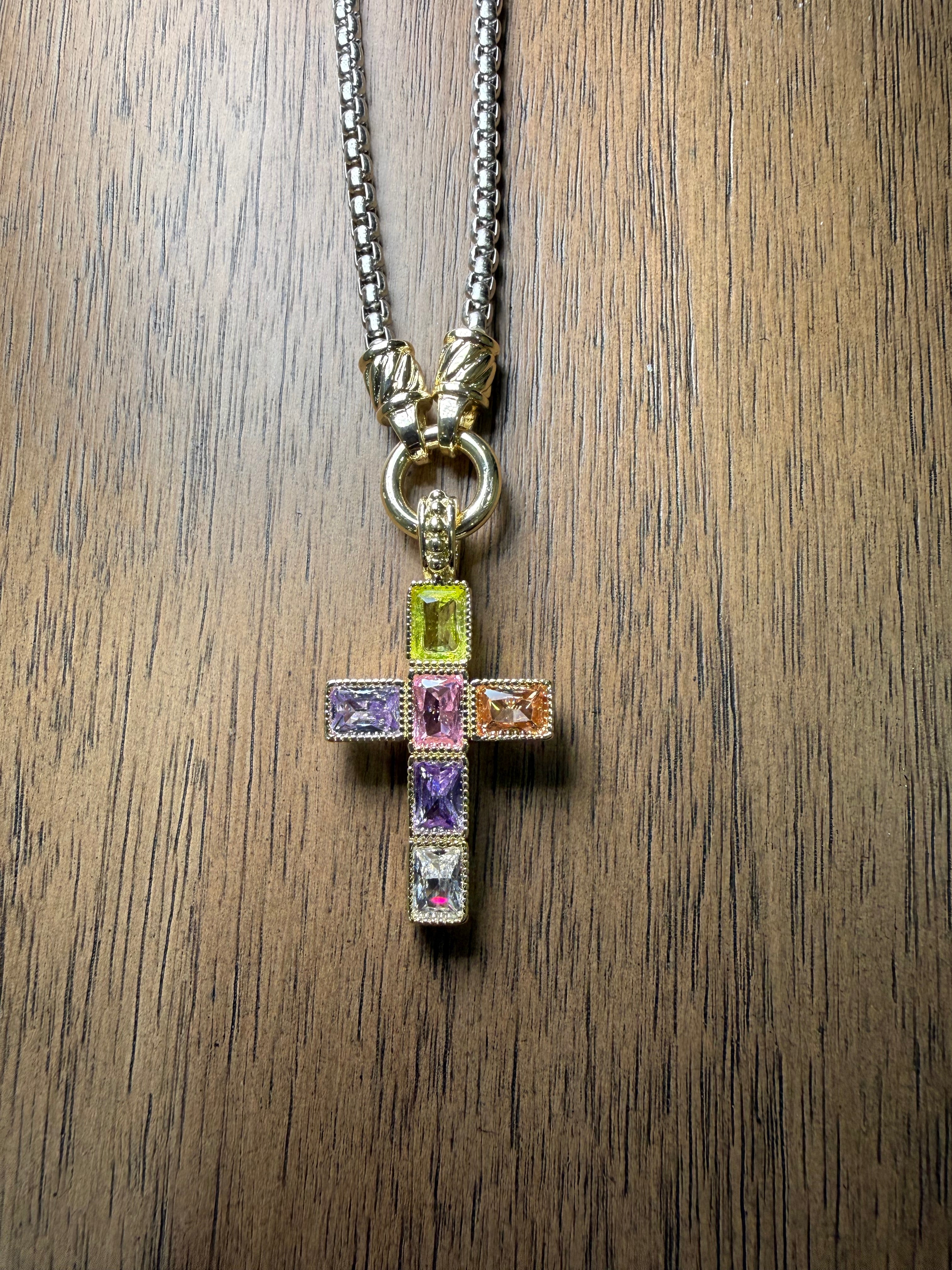 Multi-Color Cross Necklace