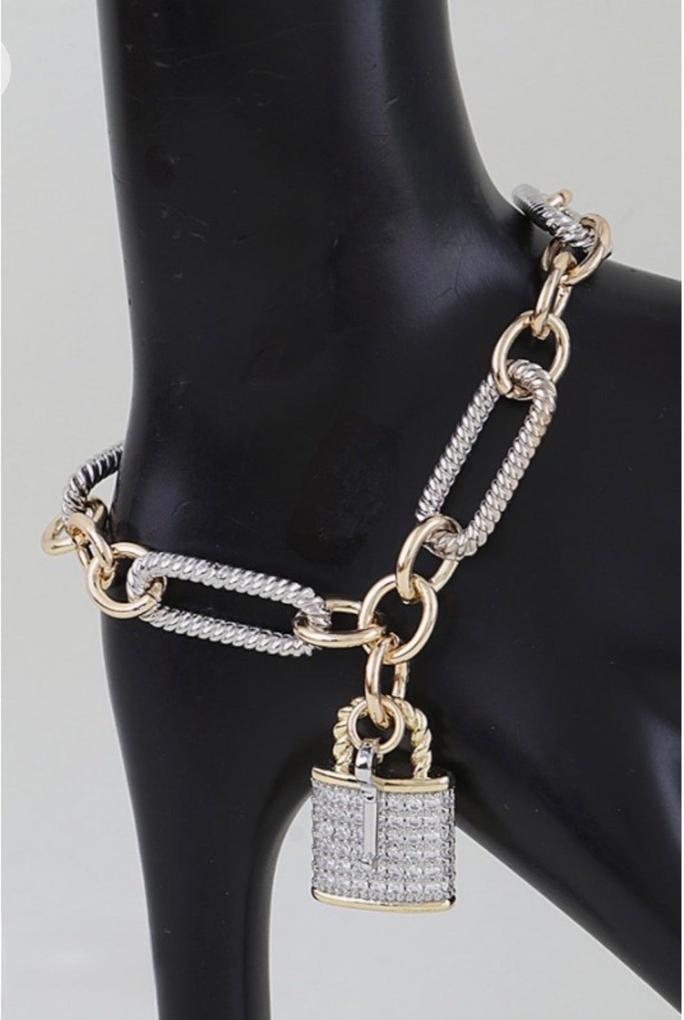 2 Toned Lock Chain Bracelet