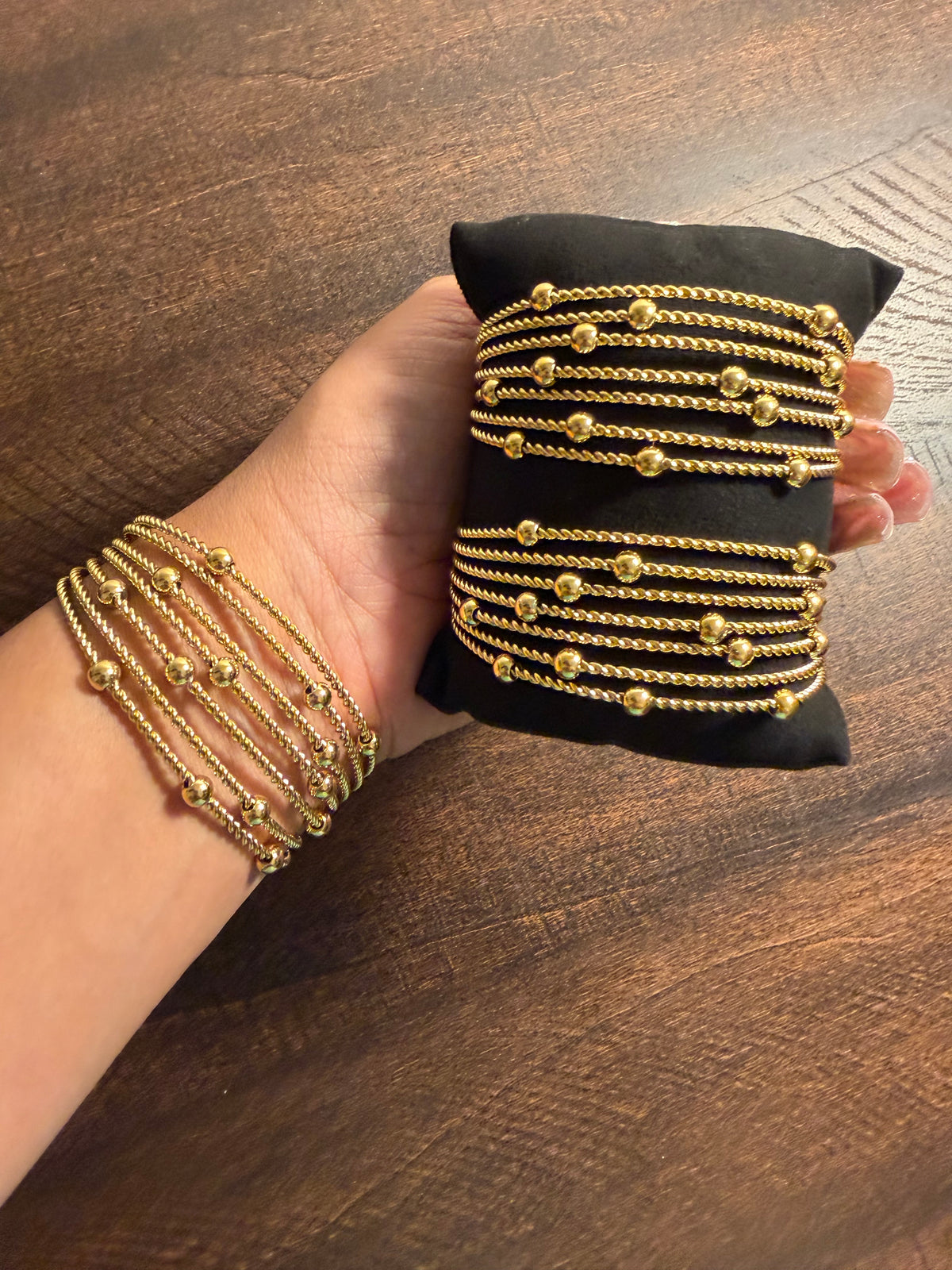 Twisted Rope & Ball Cuff Bracelet