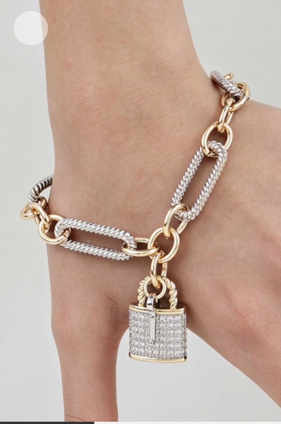 2 Toned Lock Chain Bracelet