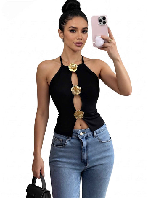 3D Metal Flower Camisole for Women