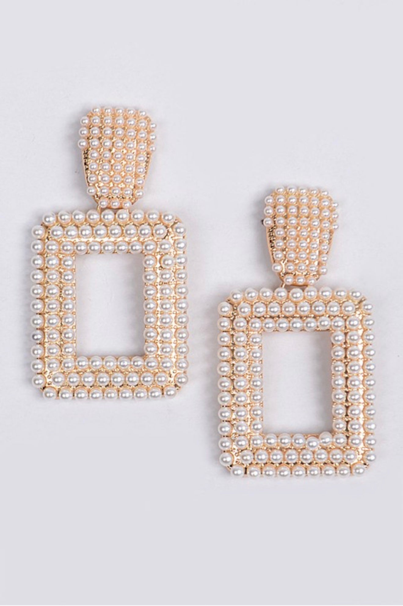 Ivory Square Pearl Earrings