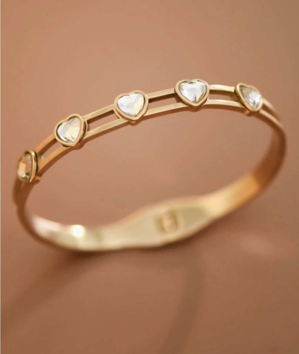 18K Gold Plated Heart Bangle