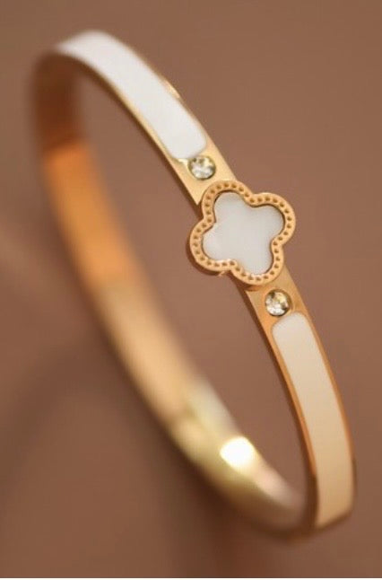 18K Gold Plated Clover Bangle