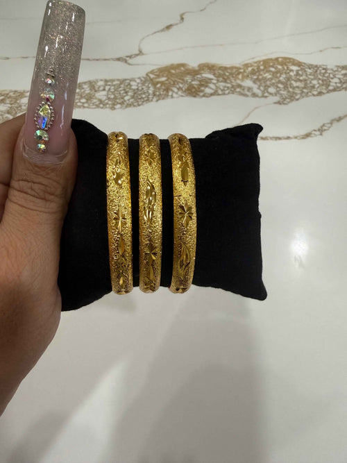 3-Piece Bangle Set — Gold Stackable Bangles for Women