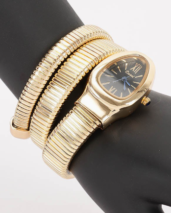 Oval Dial Coil Wrap Watch