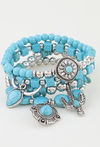 Antique Charm Beaded Bracelet