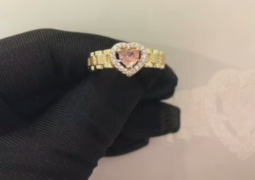 Pink Heart Rollie Ring