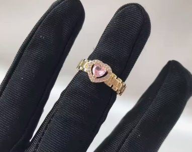 Pink Heart Rollie Ring